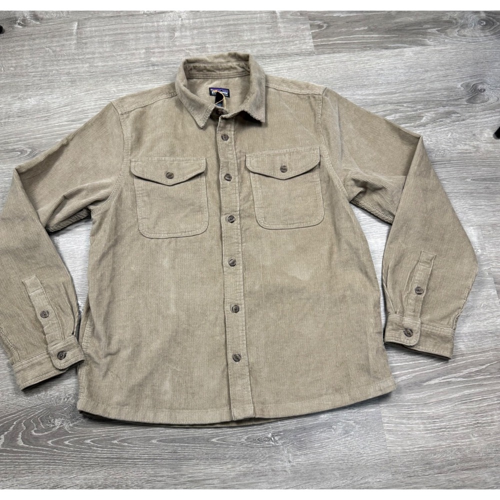 Patagonia Mens Corduroy Shirt Seabird Grey Organic Cotton Button Up 42445 Size M